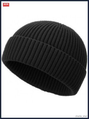 Wool Fisherman Beanie Men Knit Fall Winter Hat Skull Cap